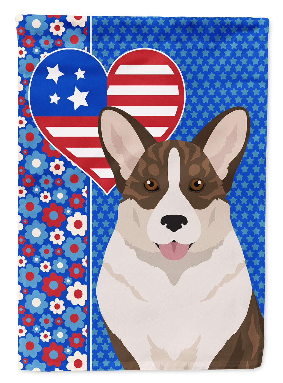 Brindle Cardigan Corgi USA American Garden Flag
