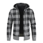 Hooded Velvet Padded Cardigan Sweater for Men