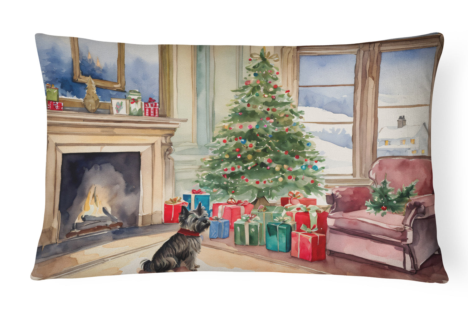 Cairn Terrier Christmas Throw Pillow
