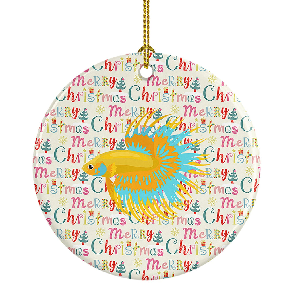 CrownTail Betta Christmas Ceramic Ornament