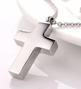 316L Stainless Steel Cross Urn Necklace for Ashes