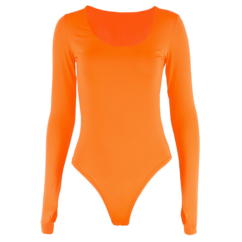 Chic Solid Color Slim Fit Bodysuit for Fall 2020