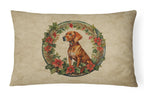 Vizsla Christmas Flowers Throw Pillow