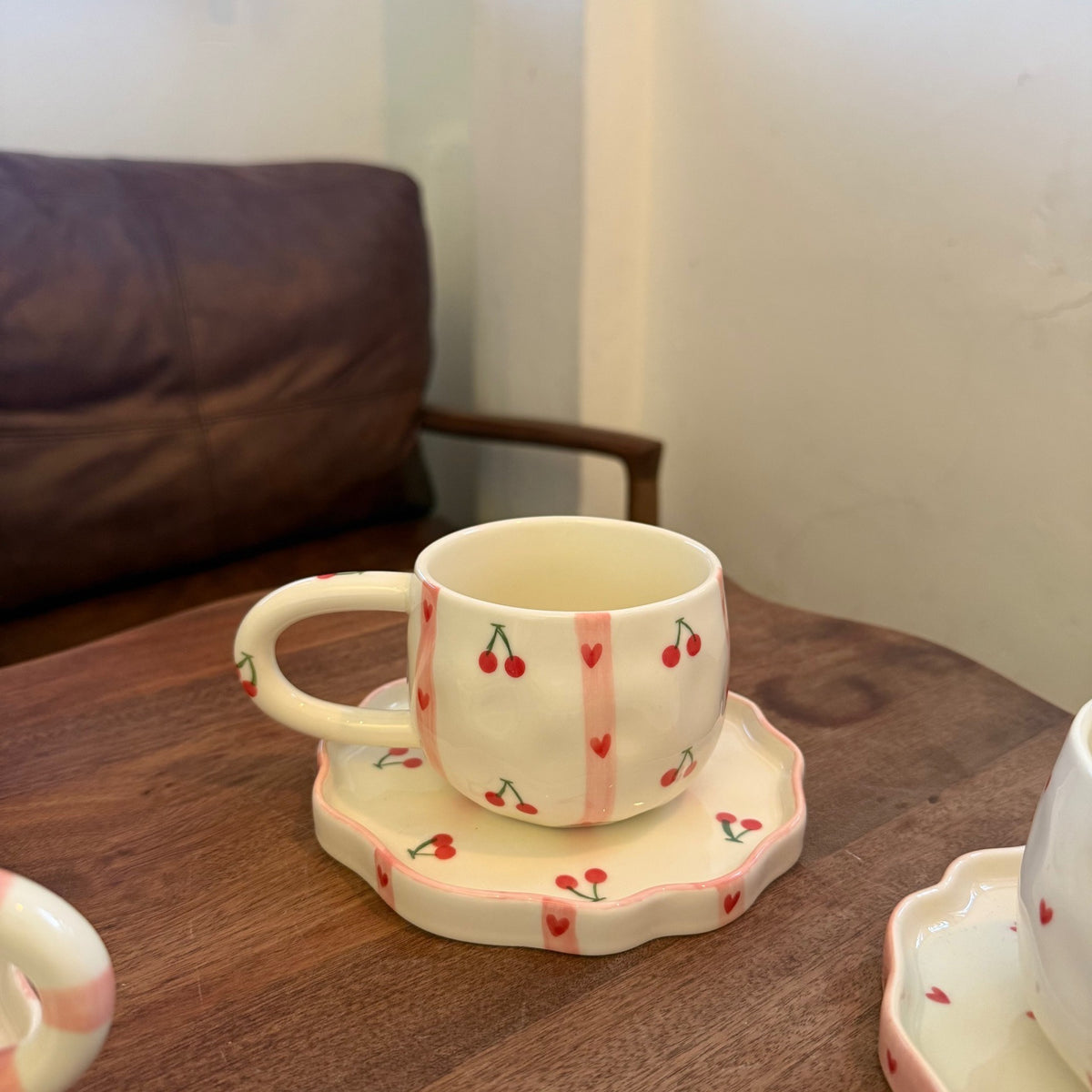 Hand-Painted Christmas Ceramic Coffee Cup & Saucer