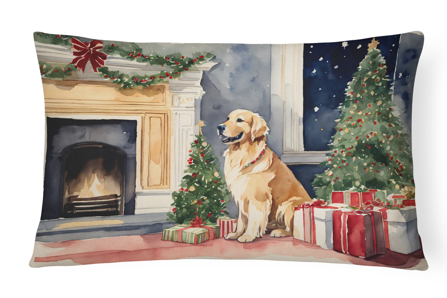 Golden Retriever Christmas Throw Pillow