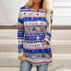 Loose Bottoming Shirt with Christmas Sweater Design
