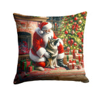 Norwegian Elkhound and Santa Claus Throw Pillow