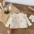 Girls' Fleece-Lined Quilted Jacket and Flounced Top