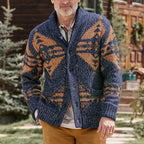 Men's Long Sleeve Lapel Cardigan in Mixed Wool