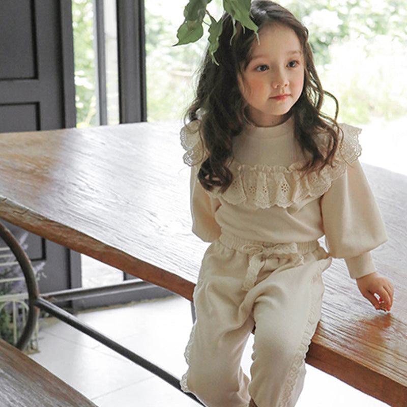 Ruffled Western Style Sweater for Girls
