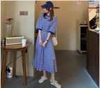 Blue Stripe Loose Midi Dress