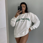 Women's Loose Top Sweater with Printed Letters