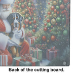 Greater Swiss Mountain Dog and Santa Claus Glass Cutting Board
