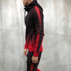 Gradient Color Zipper Hoodie with Side Stripes for Men | Streetwear