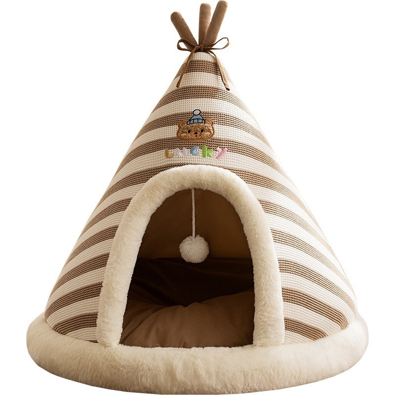 Knitted Round Warm Santa Pet Bed