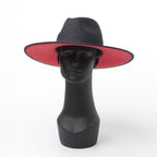 Women's Double-layer Color-blocking Wool Hat with Brim | Embroidered Cap