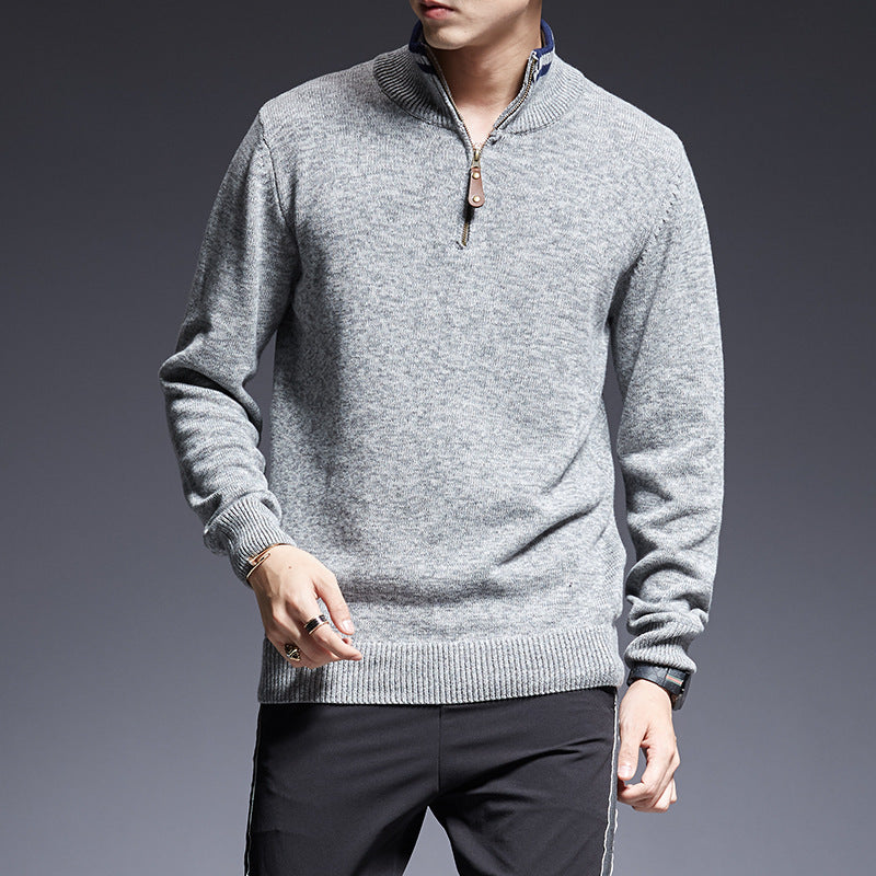 Men's Zipper Stand-up Collar Fashion Sweater Top