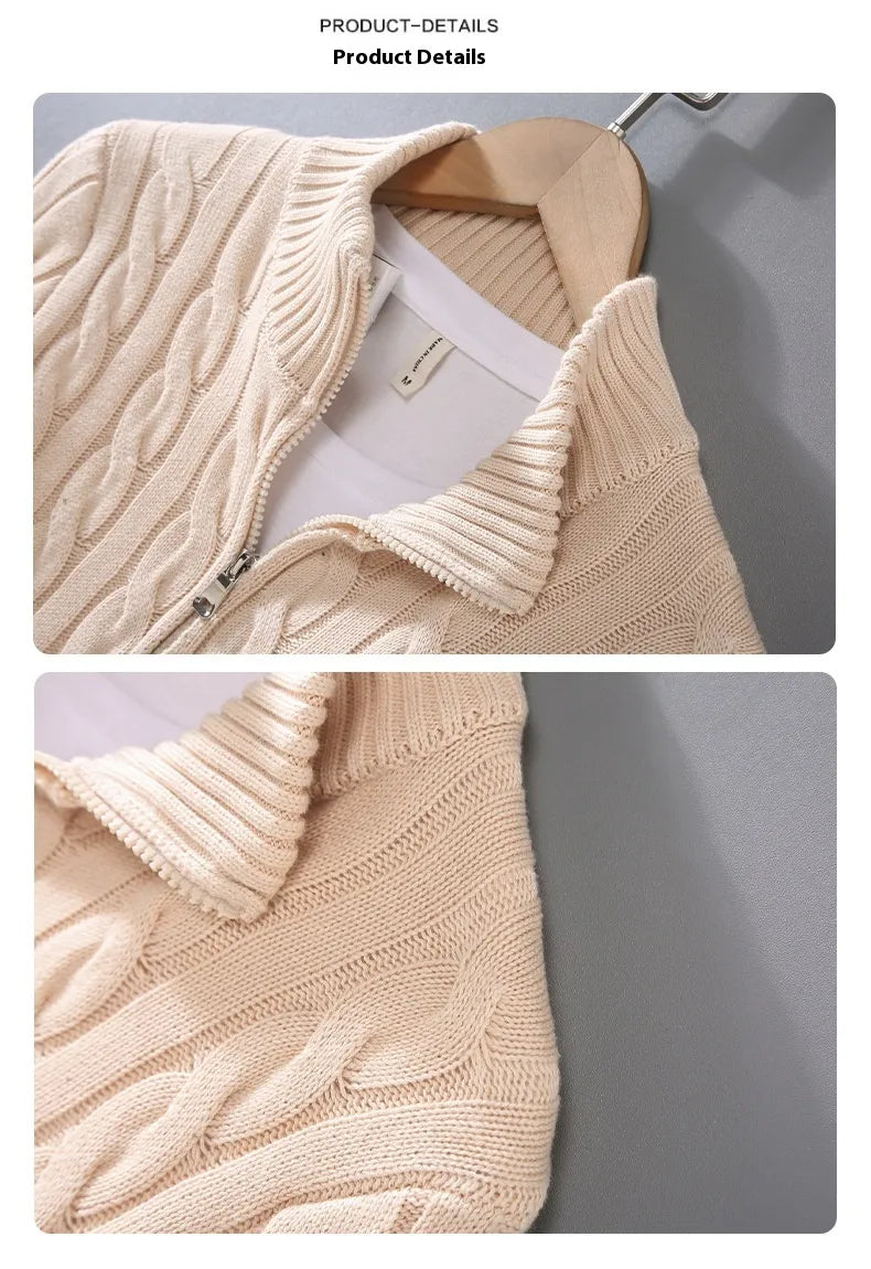 Loose Zip Knitted Pullover Sweater | Streetwear