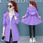 Korean Style Mid-Length Slim Autumn Windbreaker Jacket