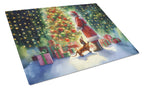 Dachshund and Santa Claus Glass Cutting Board