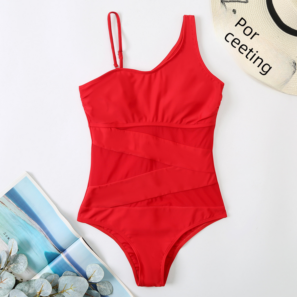 2022 New Women's Mesh One-Piece Swimsuit with Straps