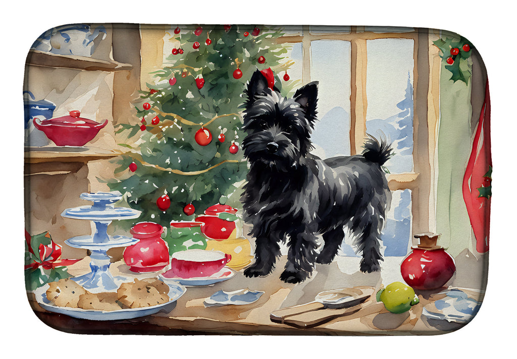 Cairn Terrier Christmas Cookies Dish Drying Mat