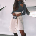 Asymmetric Half-Body Wool Ring Coat