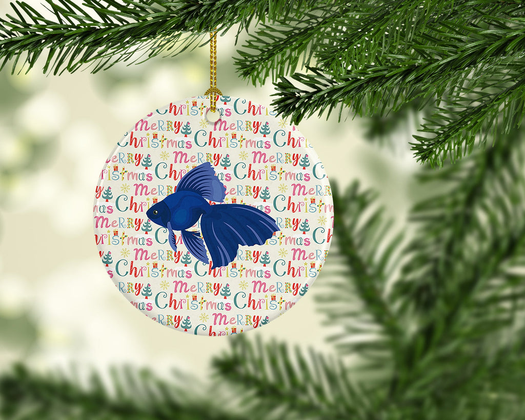 Veiltail Goldfish Christmas Ceramic Ornament