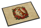 Basenji Christmas Flowers Doormat