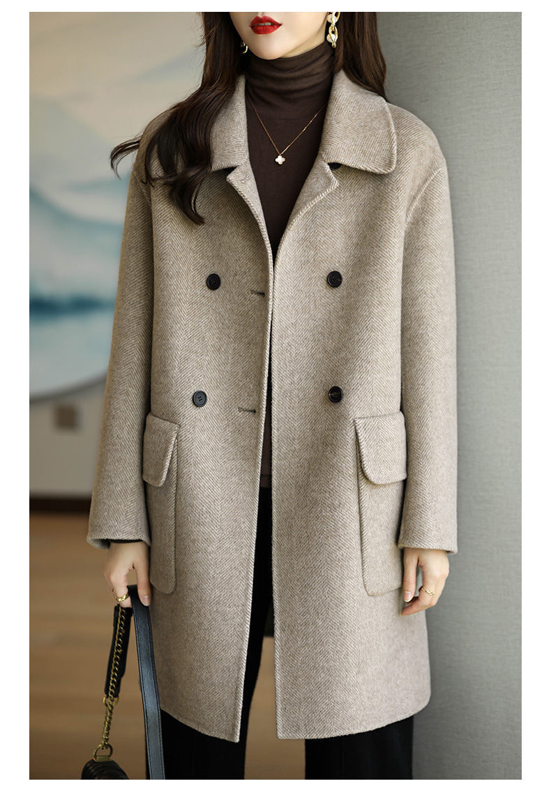 Mid-Length Woolen Coat for Women
