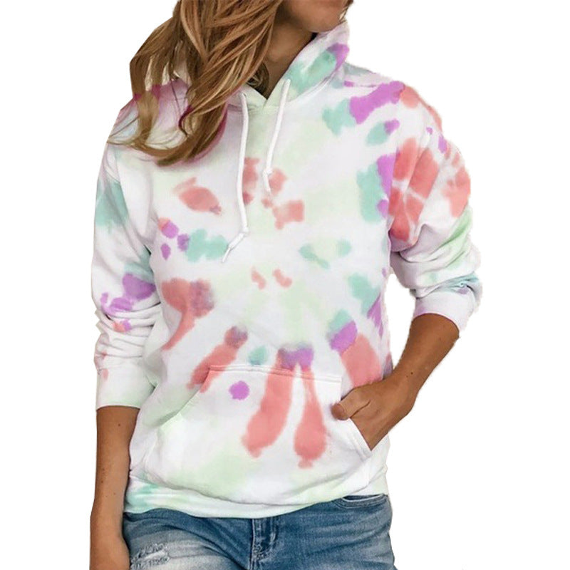 Colorful Tie Dye Print Hooded Long Sleeve Sweatshirt | Streetwear