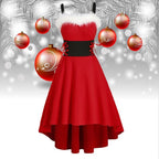 Color-Blocked Christmas Evening Dress with Straps