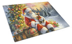 Chihuahua and Santa Claus Glass Cutting Board