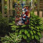 Bluetick Hound and Santa Claus Garden Flag