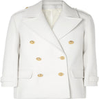 Casual White Double-Breasted Cashmere Coat
