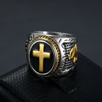 [Discontinued] Men's Titanium Steel Cross Signet Ring