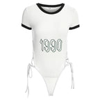 Sexy Cutout Letter Bodysuit with Straps