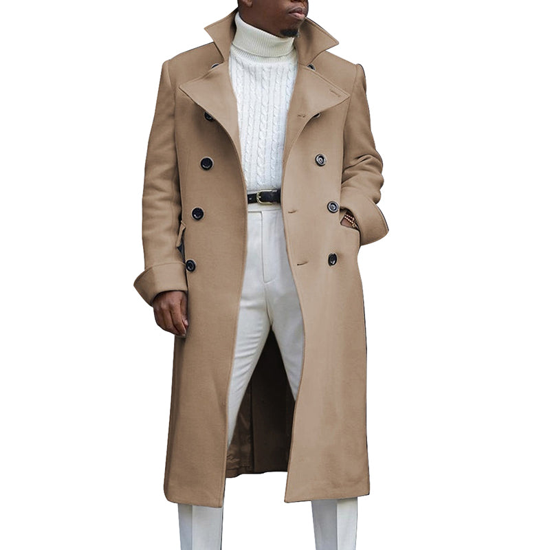 Men's Double Breasted Lapel Trench Coat for Autumn/Winter
