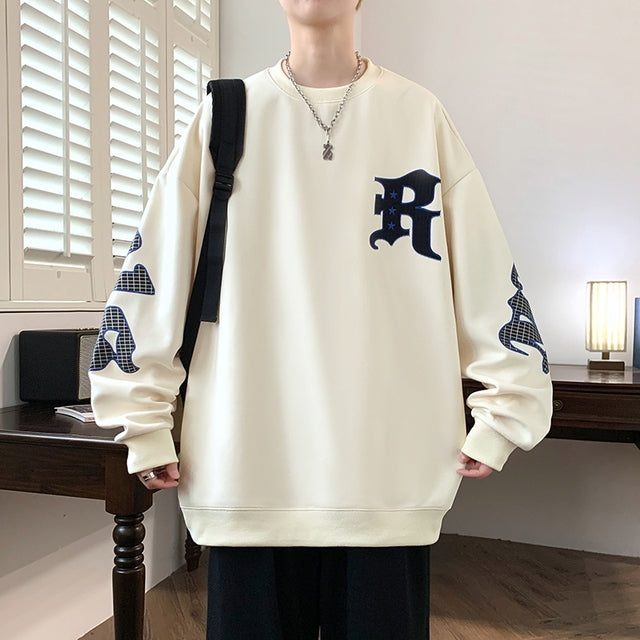 Men's Drop Shoulder Crew Neck Hoodie - Casual Pullover | Streetwear