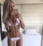 Gold Foil Fabric Bikini, Color Block, Strap Detail