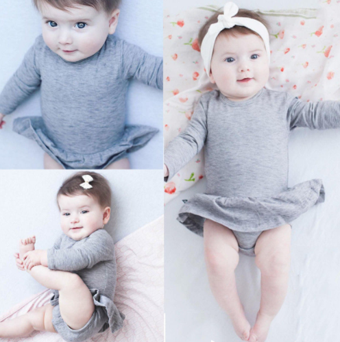 INS Baby Cotton Long Sleeve Bodysuit with Skirt