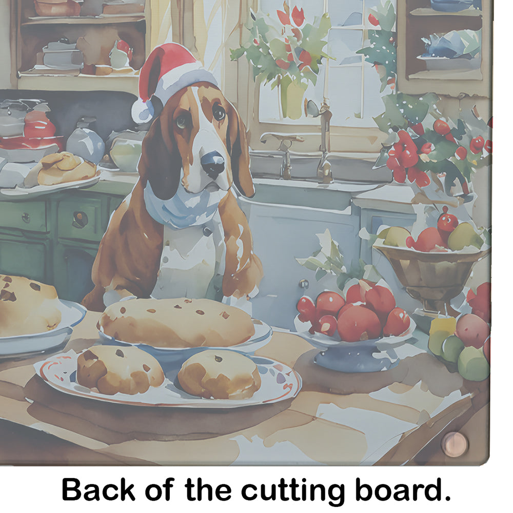 Basset Hound Christmas Cookies Glass Cutting Board