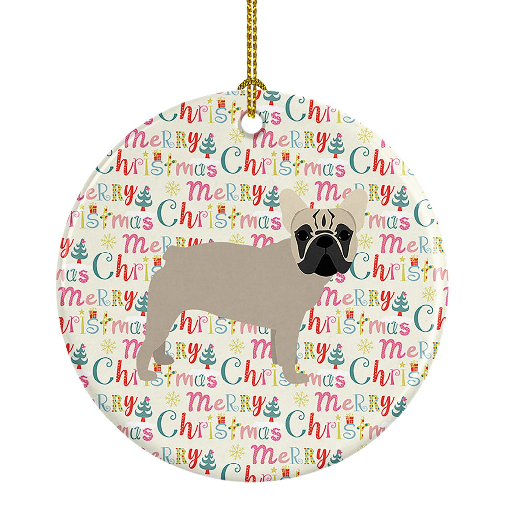 French Bulldog Merry Christmas Ceramic Ornament