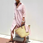 Women's Half-Sleeve Striped Cardigan Lace-Up Dress