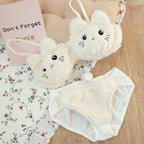 Cute Cat Cotton Bra Set