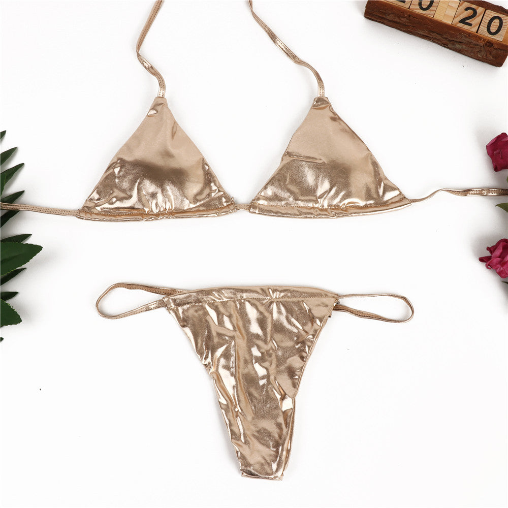 2020 New Women's Gold Foil Bikini Swimwear Set