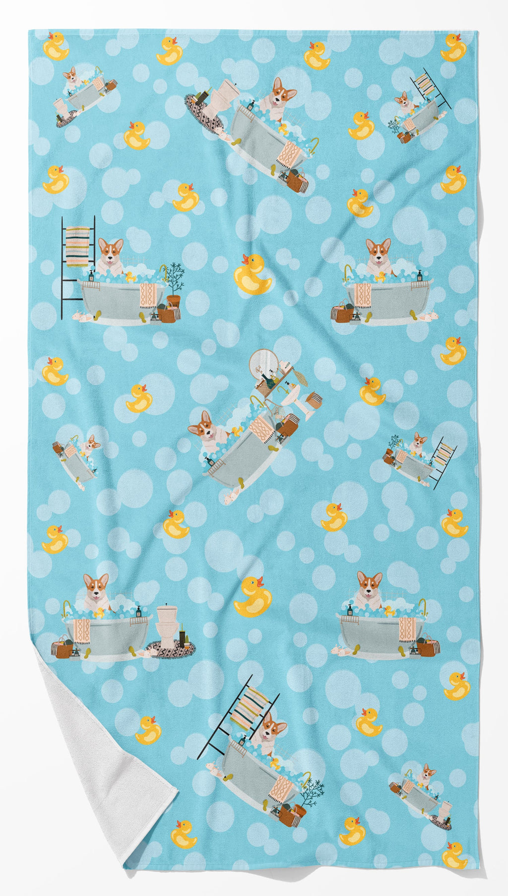 Red Cardigan Corgi Bath Towel Large