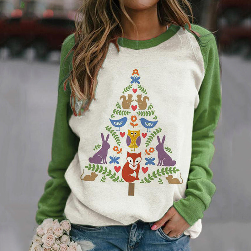 Christmas Printed Long Sleeve Round Neck Sweater