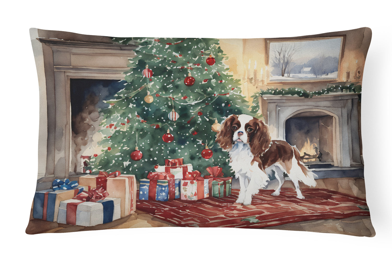 Cavalier Spaniel Christmas Throw Pillow