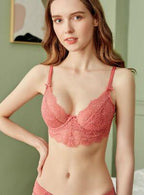 French Lace Wireless Bra Set in Red by BOTHYOUNG